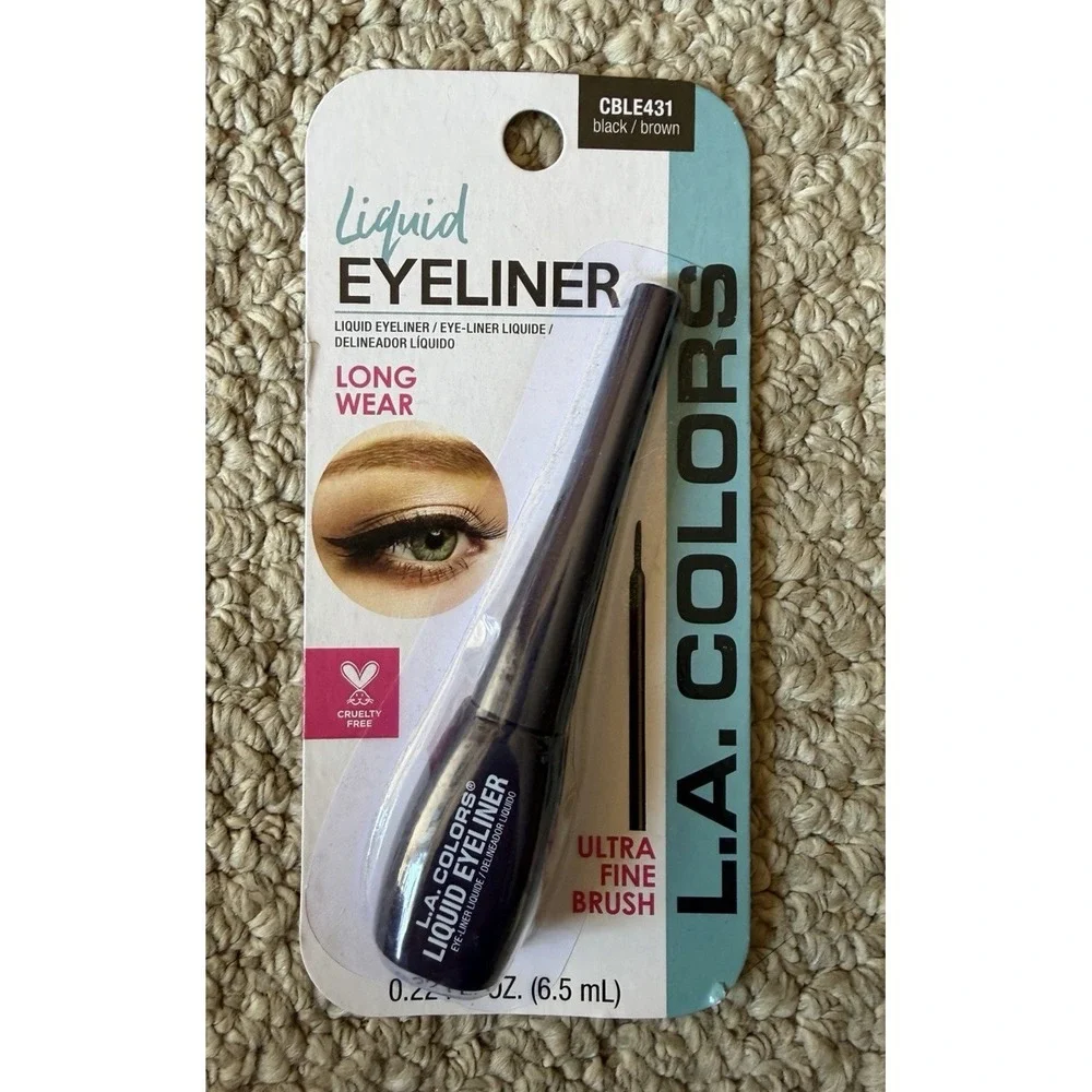 L.A. Colors All Day Wear Fine-Tip Liquid Eyeliner CBLE431 BLACK/BROWN Sealed